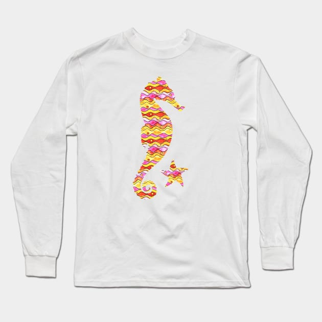 Seahorse and Starfish Long Sleeve T-Shirt by Timone